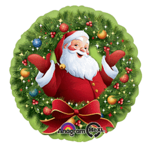 18 Inch Jolly Santa in Wreath Balloon