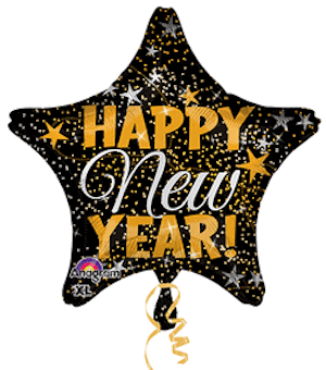 18 Inch Happy New Year Gold & Silver Confetti Balloon