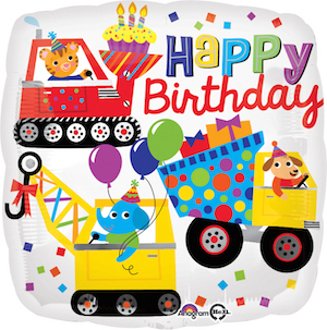 18 Inch Happy Birthday Construction Balloon