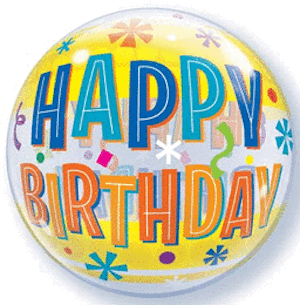 Birthday Fun Yellow Bands Bubble Balloon