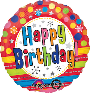 18 Inch Bright Happy Birthday Balloon