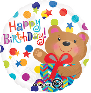 18 Inch Happy Birthday Bear Gift Balloon