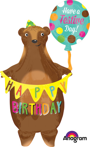 Birthday Bear with Banner Balloon