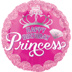 18 Inch Princess Crown & Gem Happy Birthday Balloon