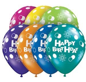 11 Inch Birthday Polka Dots and Circles (6 pcs)