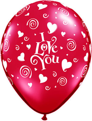 11 Inch I Love You Hearts Balloon (6 pcs)