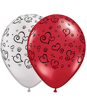 11 Inch Swirl Hearts (6 pcs)