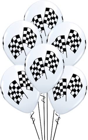 11 Inch Racing Flags Balloons (6 pcs)