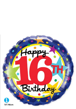 18 Inch 16th Birthday Stars Balloon