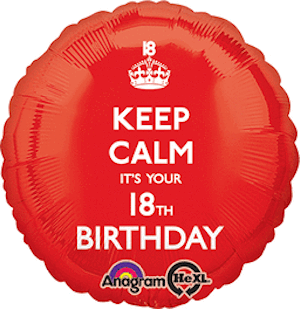18 Inch Keep Calm 18th Birthday Balloon