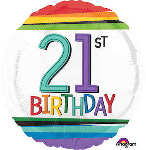 18 Inch Rainbow Birthday 21 Balloon