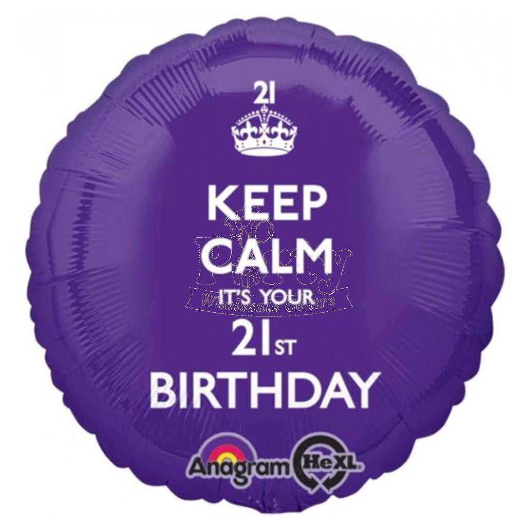18 Inch Keep Calm 21st Birthday Balloon