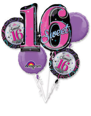 Sweet 16 Sparkle Balloon Bouquet