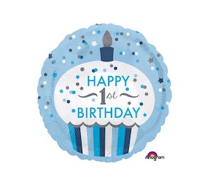 18 Inch 1st Birthday Cupcake Boy Balloon
