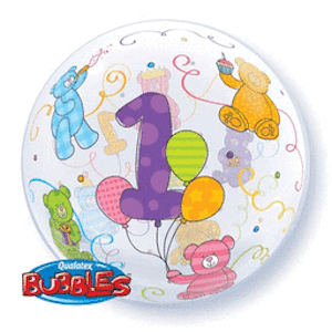 Age 1 Teddy Bears Bubble Balloon