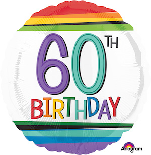 18 Inch Rainbow Birthday 60 Balloon