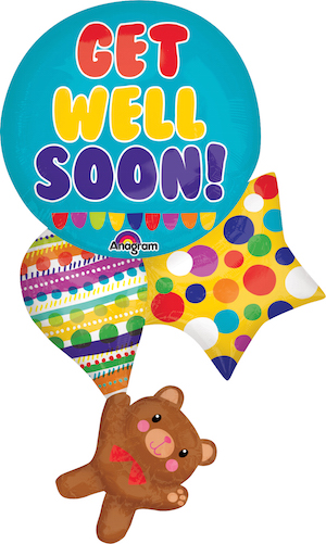 Get Well Bear & Balloons Balloon