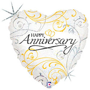 18 Inch Filigree Anniversary Holographic Balloon