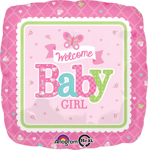 18 Inch Welcome Little One Girl Balloon