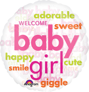 18 Inch Baby Girl Word Cloud Balloon