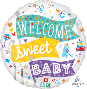 18 Inch Welcome Sweet Baby Flags Balloon
