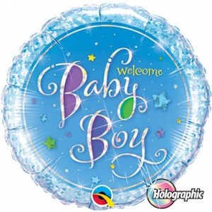 18 Inch Welcome Baby Boy Holographic Balloon