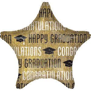 19 Inch Happy Graduation Gold & Black Balloon