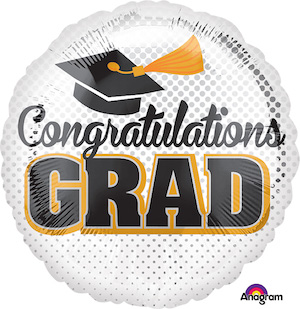 18 Inch Grad Silver Dots Balloon