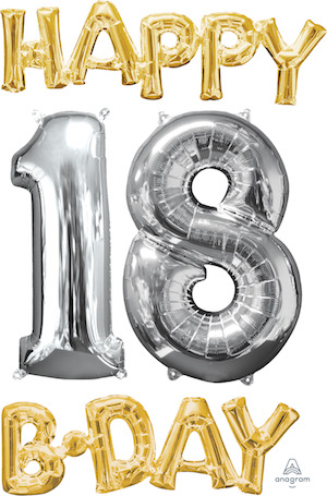 Happy Bday 1-8 Gold & Silver Balloon