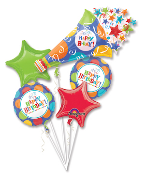 Birthday Fever Horn Balloon Bouquet