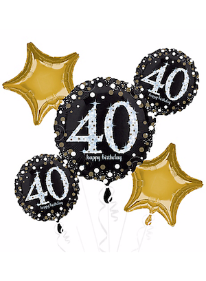 Sparkling Birthday 40 Balloon Bouquet