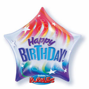 Birthday Colorful Stripes Star-Shape Bubble Balloon