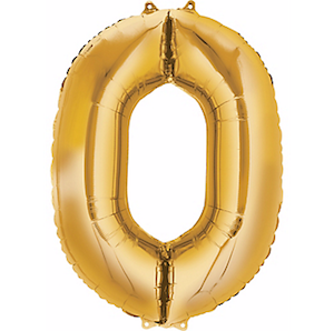 Gold Number 0 Balloon
