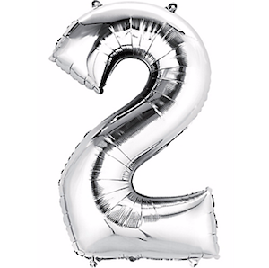 Silver Number 2 Balloon