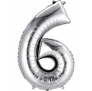 Silver Number 6 Balloon