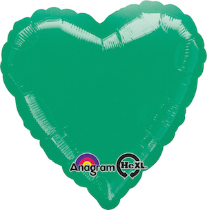18 Inch Metallic Green Heart Balloon