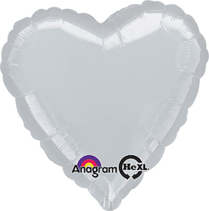 18 Inch Metallic Silver Heart Balloon