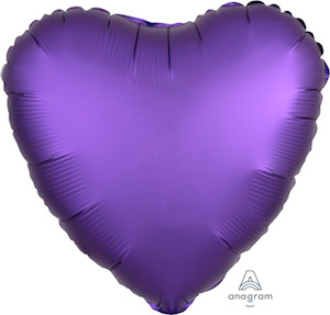 18 Inch Satin Luxe Purple Royale Heart Balloon