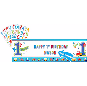 All Aboard 1st Birthday Personalised Banner