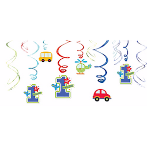 All Aboard 1st Birthday Hanging Swirl Decorations