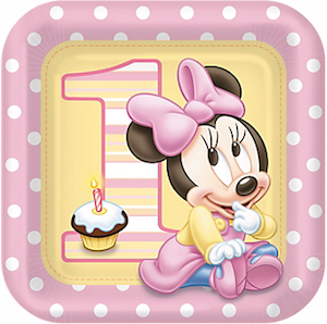 Minnie Mouse 1st Birthday Dinner Plates