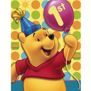 Pooh 1st Birthday Invitations