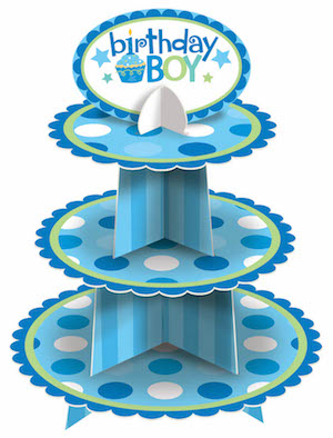 Boy's 1st Birthday Cupcake Stand
