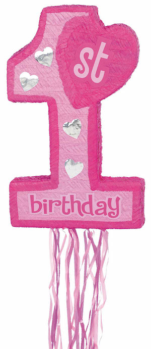 1st Birthday Pink Pull Pinata
