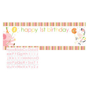 Sweet at One Girls Giant Party Banner with Customisable Stickers