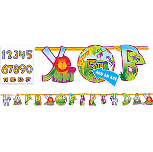 Jungle Animals Add-An-Age Letter Banner