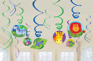 Jungle Animals Hanging Swirl Decorations
