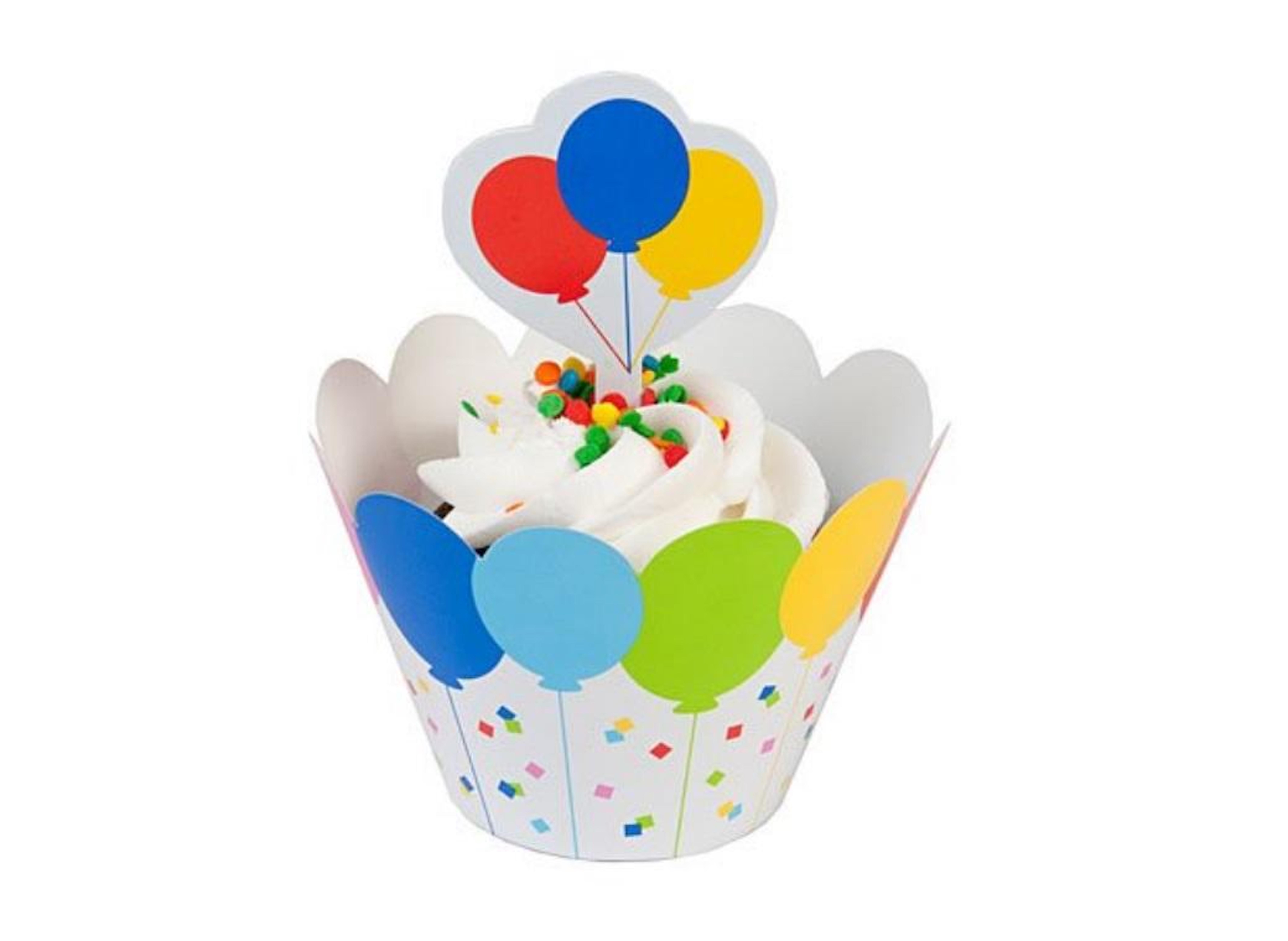 Balloons Cupcake Wrap with Topper