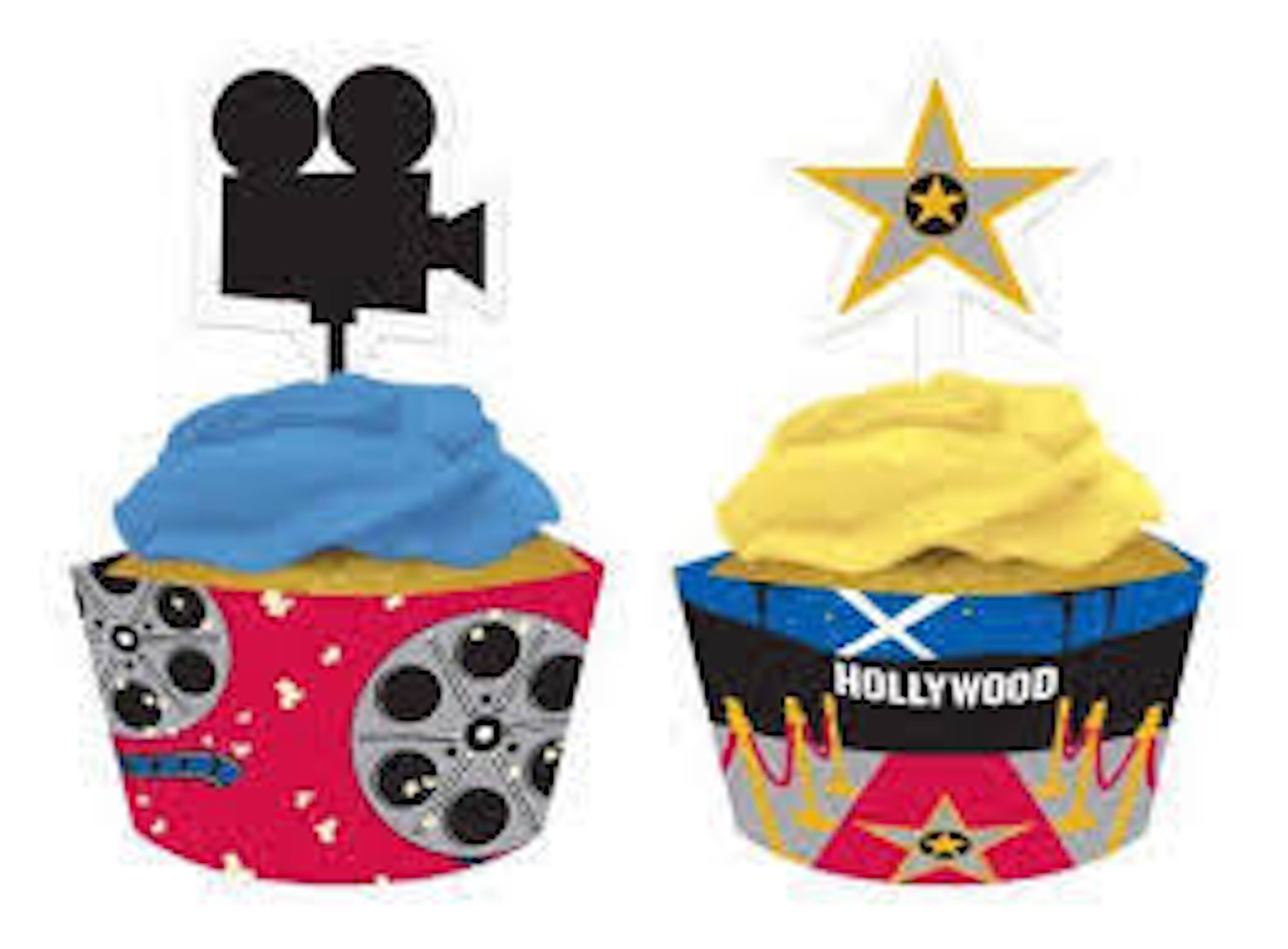 Reel Hollywood Cupcake Wrap with Topper