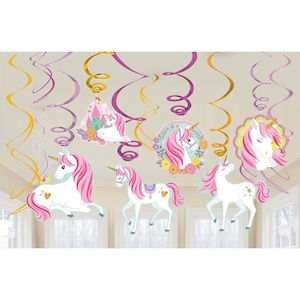 Magical Unicorn Hanging Swirl Decorations